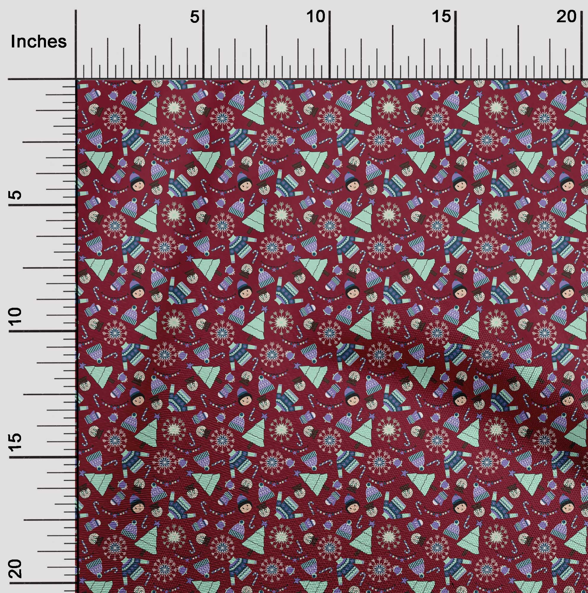 oneOone Cotton Silk Maroon Fabric Christmas Sewing Fabric By The Yard Printed Diy Clothing Sewing Supplies 42 Inch Wide
