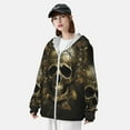 thumbnail image 3 of Balery Vintage Gold Leaf Skull Men's Women's UPF 50+ Sun Protection Lightweight Hoodie Performance Long Sleeve Shirt for Fishing Running-Large, 3 of 7