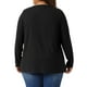 thumbnail image 3 of Agnes Orinda Blusas de Manga Larga con Cuello Redondo y Pliegues Frontales para Mujeres Talla Grande 3X Negro, 3 of 6