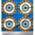 thumbnail image 1 of Soimoi Blue Silk Fabric Marigold Geometric Print Sewing Fabric Yard 42 Inch Wide, 1 of 3