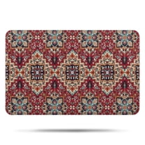 Red Boho Ethnic Geometric Pattern Bathroom Rugs Mat,Non Slip Microfiber Bathroom Rug,Rubber Backing,Soft Bathroom Mats for Bathroom Floor,Tub and Shower,17x27in(43x68cm)