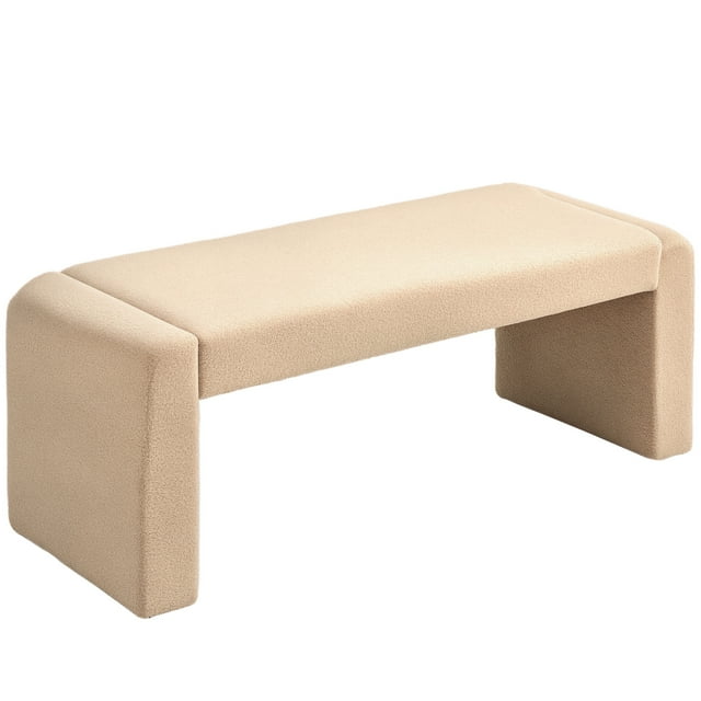 HOMCOM Banc de Bout de Lit Rembourré 47 Pouces en Forme de U Banc d'Entrée Brun Clair