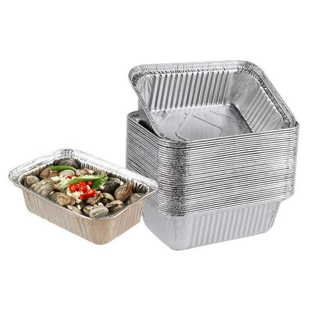 SHENMO Grand récipient de plateau en aluminium jetable et couvercle en  aluminium pour la cuisson, carré de four de cuisson pour barbecue en fer  blanc avec couvercle rectangle épaissi pour friteuse à