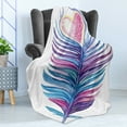 thumbnail image 4 of Feather Soft Flannel Fleece Throw Blanket, Hand Drawn and Feathers Heart Vibrant Colored, Cozy Plush for Indoor and Outdoor Use, 70" x 90", Purple Pink Blue, by Ambesonne, 4 of 5