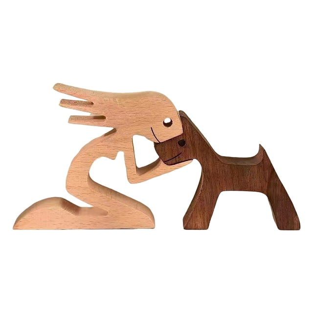 Famille de Chiens Maison Combinaison de Sculpture sur Bois Ornements Décoration