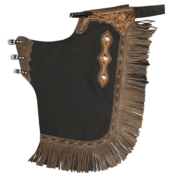 Hilason Western Bull Riding Chinks Chaps Adult Pro Rodeo Bronc Genuine Leather