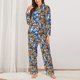 thumbnail image 2 of Fotbe Colorful Butterfly1 Conjunto de Pijama de Manga Larga para Mujer con Estampado, Ropa de Dormir de 2 Piezas, Conjunto de Casa Suave y Cómodo con Bolsillos-Small, 2 of 7