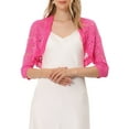 thumbnail image 1 of INSPIRE CHIC Cardigan Court à Col à Volants Élégant pour Femmes en Dentelle Florale Transparente Rose Pink S, 1 of 6