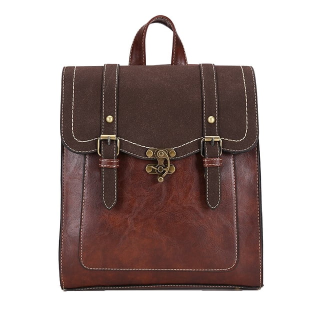 Mochila Vintage de cuero Pu para mujer, morral escolar de estilo Preppy, bolso de hombro para chica universitaria Fivean unisex