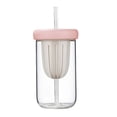 thumbnail image 3 of Vaso de vidrio para niños - Vaso portátil de boca ancha con forma de huevo y dibujos animados rosa 450ml, 3 of 9