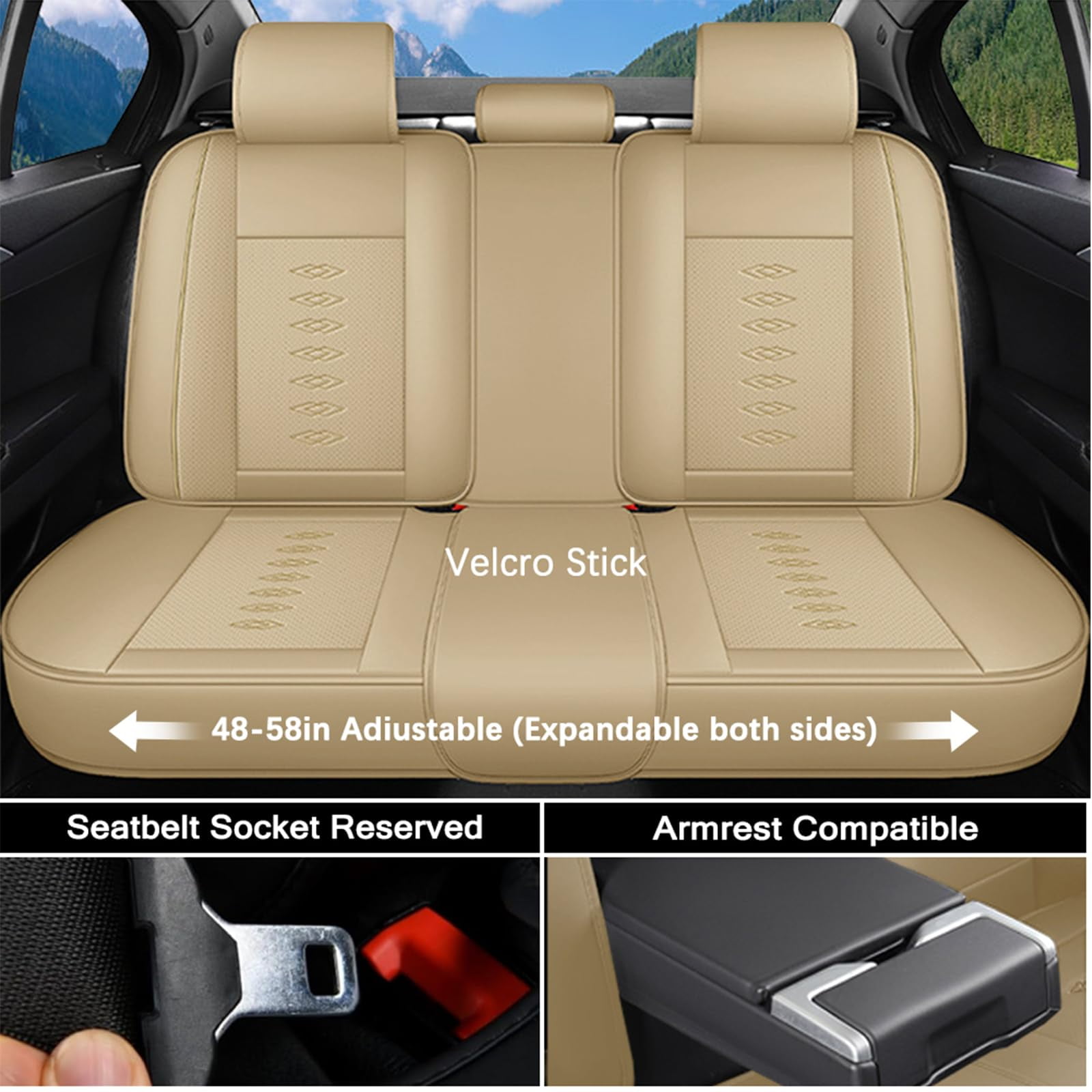 Leather Seat Covers for Hyundai Most 98% Cars SUVs,Premium Car Seat Covers Full Set,Waterproof Car Seat Protectors with Airbag,Comfort Interior Cover Seats for Cars(Beige)