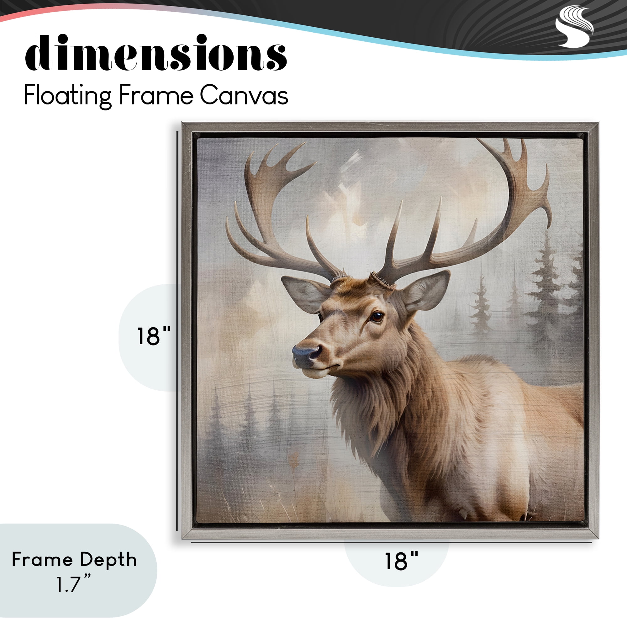 Stupell Industries Graceful Forest Stag Gray Framed Floater Canvas Wall Art, design by Susan Arnot