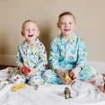 thumbnail image 2 of Wildkin Kids Flannel Button Down Pajamas for Boys and Girls (Trains, Planes & Trucks Blue, Size 4), 2 of 10