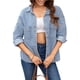 thumbnail image 3 of Camisa Vaquera para Mujer, Chaqueta, Camisa Vaquera Informal de Larga, Conjuntos de Otoño Azul L, 3 of 9