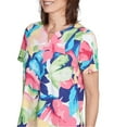 thumbnail image 4 of Alfred Dunner Womens Petite Tropical Leaf  Split Beaded Neck Top, 4 of 4