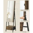 thumbnail image 2 of SONGMICS LED Jewelry Cabinet Standing Lockable Jewelry Armoire with Full-Length Mirror Space-Saving Jewelry Organizer Box with Mirror Bottom Drawer and Shelf Gift Idea Rustic Brown, 2 of 9