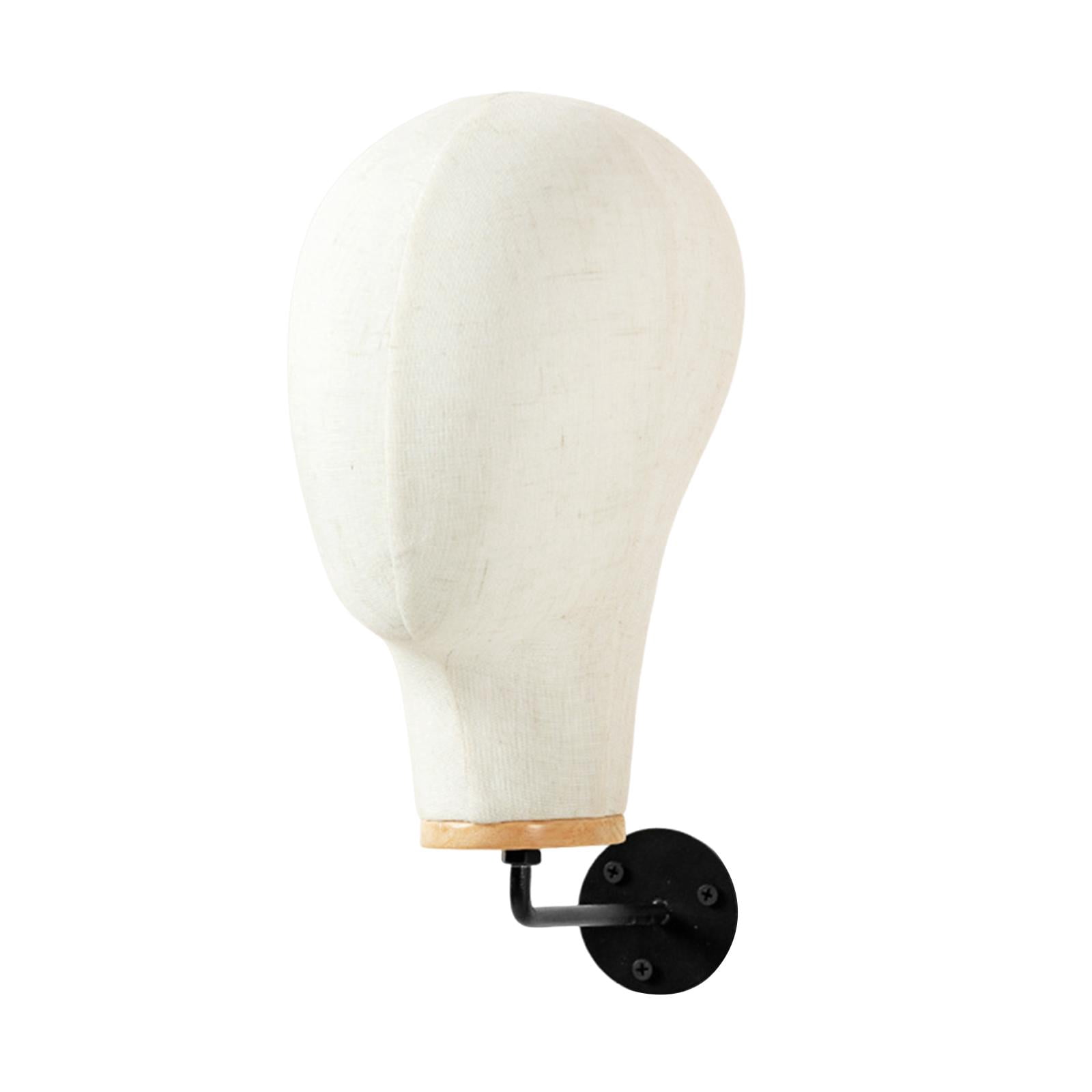 Serenable Manikin Head Canvas Mannequin Wall Mounted Sturdy Hair Hats Hairpieces Multipurpose Hat Display Stand Beginner Home Salon 15cm Hook