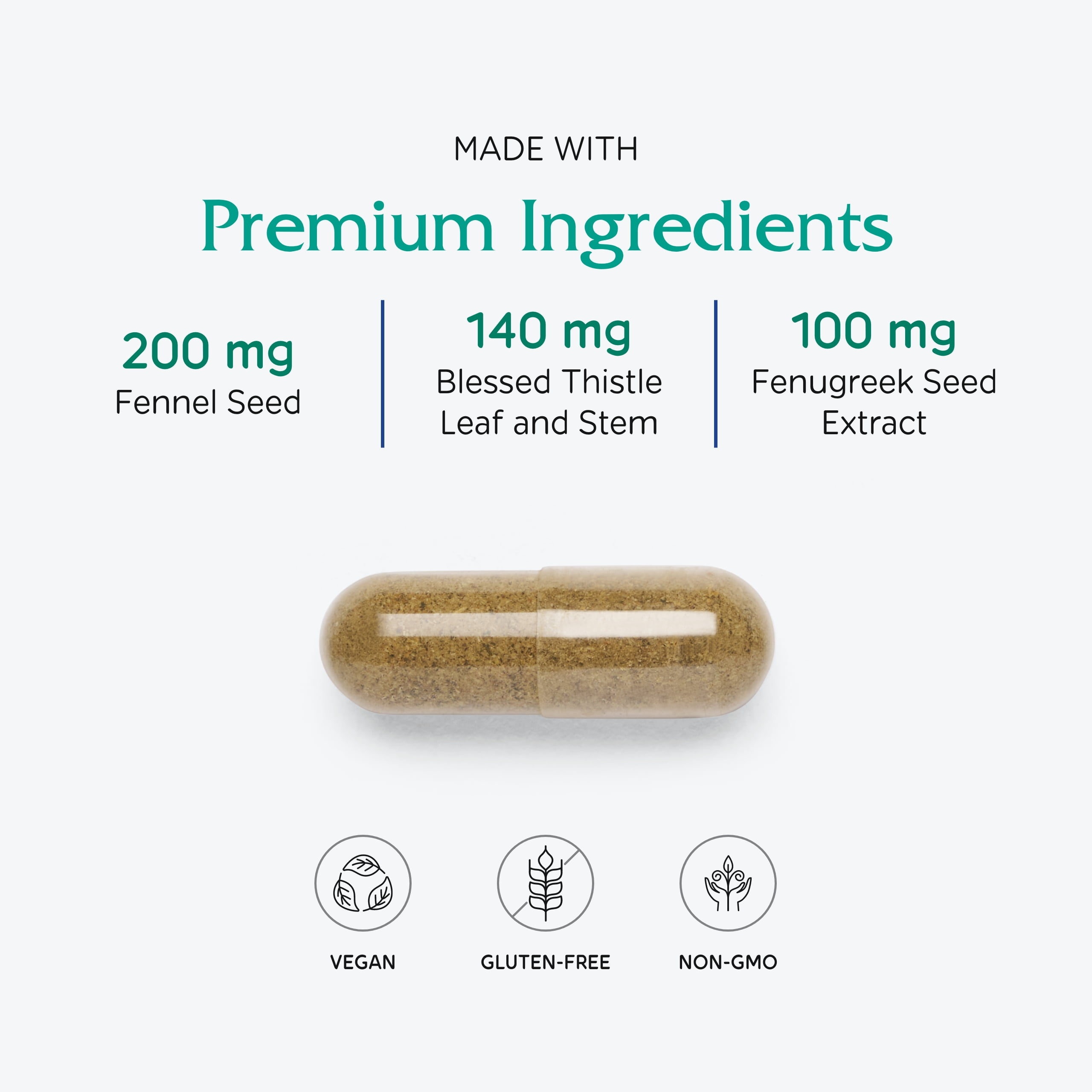 Vitanica LactationBlend, Lactation Supplement, Breastfeeding Support Increase Breast Milk Supply and Flow, Organic Fennel, Milk Thistle, Fenugreek Seed and More, Non-GMO, Vegan, 60 Capsules