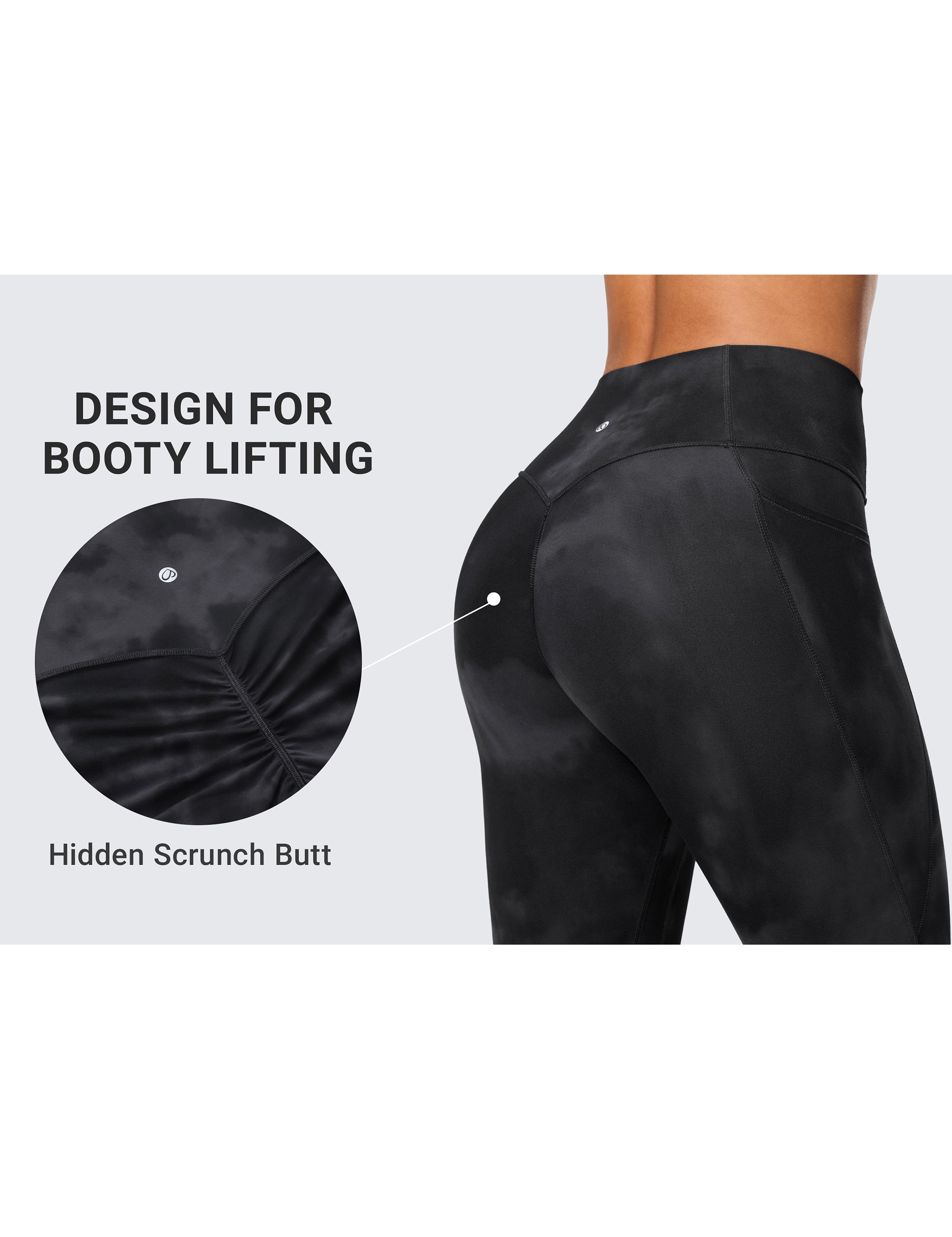 CRZ YOGA Secretsculpt Butterlift Workout Leggings Pockets 25" No Front Seam High Waist Womens Yoga Pants Scrunch Butt