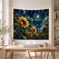 thumbnail image 5 of Golden Sunflower Cluster Against a Swirling Galaxy, Dreamy Celestial for Space Lovers, Botanical Wall Art, Housewarming Gift, Tapestry Wall Hanging for Bedroom and Studio, 5 of 7