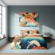 thumbnail image 3 of Escala de pescado de colores funda de edredón japonés juego de cama, funda nórdica de algodón, 3 of 5