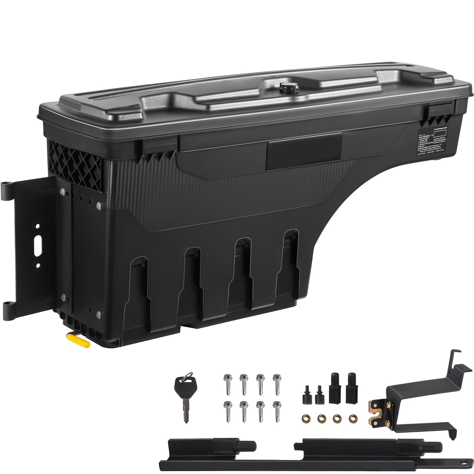 KFFKFF Truck Bed Storage Box, Lockable Lid, 6.6 Gal/20 L Waterproof ABS Wheel Well Tool Box, Compatible with Chevrolet Silverado 1500 GMC Sierra 1500 2019-2021, Black, Driver Side