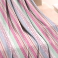 thumbnail image 3 of Pink and Green Striped Pattern Blanket,Comfortable Soft Flannel Throw Blanket,All Season,Warm Lightweight Blankets for Sofa Bed Couch Living Room Chair,30"x40", 3 of 4