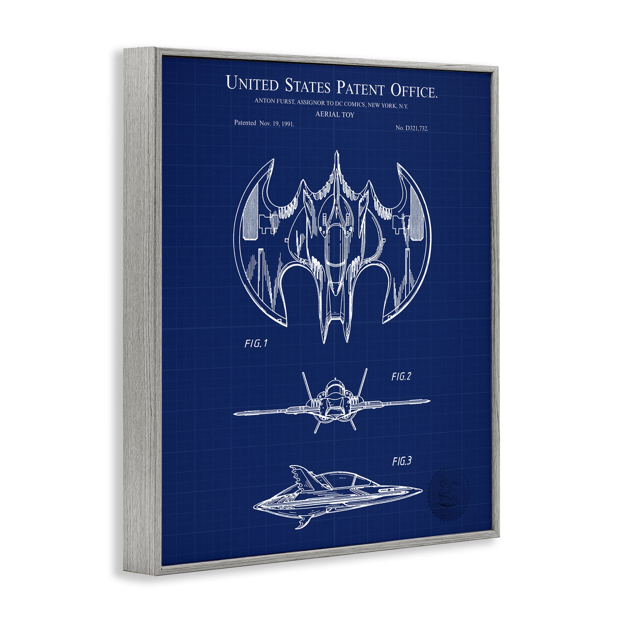 Stupell Industries Aerial Toy Blueprint Transportation Painting Gray Framed Art Print Wall Art, 24 x 30