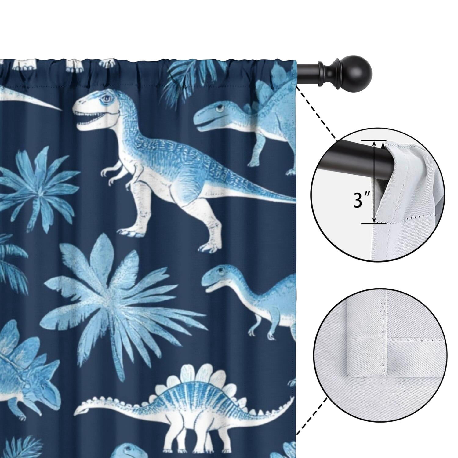 Blackout Kids Curtains,Cute Dinosaur Pattern Childrens Insulated Curtains Set Of 2,Bedroom Essentials,Toddler Room Decor 52x84in(132x213cm)