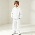 thumbnail image 5 of Spazoro Girls Boys Activewear 2 Piece Outfit with Pockets, Fall Winter Solid Color Long Sleeve Hoodie Soft Warm Sweatshirts & Jogger Pants Sets for Kids White Size 4-5 T, 5 of 8