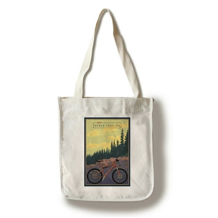North Carolina - Mountain Bike - Ride the Trails - Lantern Press Artwork (100% Cotton Tote Bag - (Best Bike Trails In North Carolina)