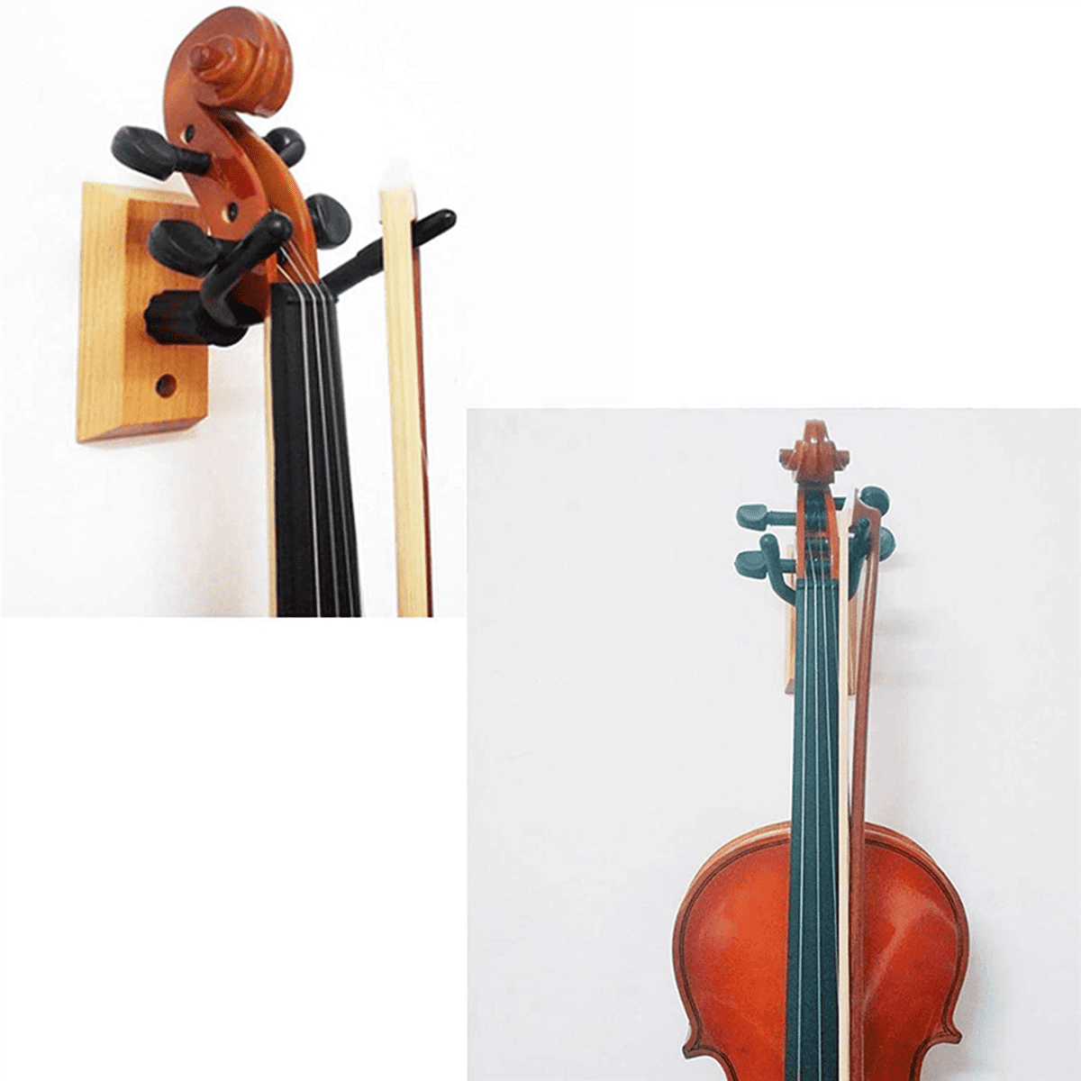 4 Pcs Violin Wall Mount,Violin Rack Wall Hanger,Violin Viola Ukulele Hanging Hook,Can Hang Violin Bow,for Home&Studio,4 x Cento 4 x Base 8 x screw,Wood color
