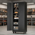 thumbnail image 3 of IKIMI 71" H Metal Garage Storage Cabinet with Wheels, Rolling Tool Cabinet with Doors and 4 Adjustable Shelves for Workshop, Basement, Warehouse, 3 of 5