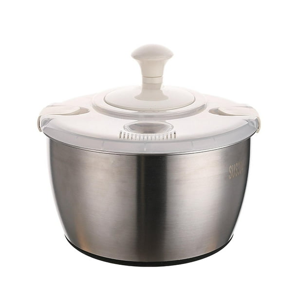 Centrifugadora de ensaladas grande con tapa, escurridor, recipiente y colador. Centrifugadora multiusos para lechuga, secadora de verduras, lavadora d