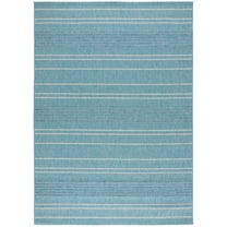SAFAVIEH Courtyard Dev Striped Indoor/Outdoor Area Rug, Aqua/Grey, 8' x 11'