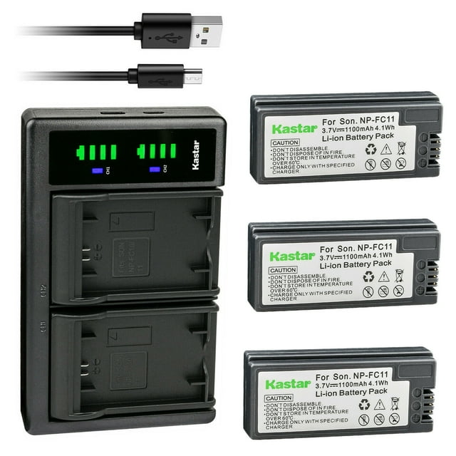 Kastar 3-Pack Battery and LTD2 USB Charger Replacement for Sony Cyber-shot DSC-F77, Cyber-shot DSC-F77E, Cyber-shot DSC-F77A, Cyber-shot DSC-FX77, Cyber-shot DSC-P10, Cyber-shot DSC-P10E Cameras