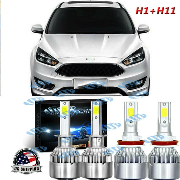 Combo H1 H11 LED Headlight Bulbs High Low Beam Kit for Ford Focus 2012-2018