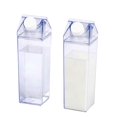 thumbnail image 2 of 500ml/1000ml Milk Carton Water Bottle Transparent BPA Free Plastic Portable Clear Box for Juice Tea Milk Bottles, 2 of 8