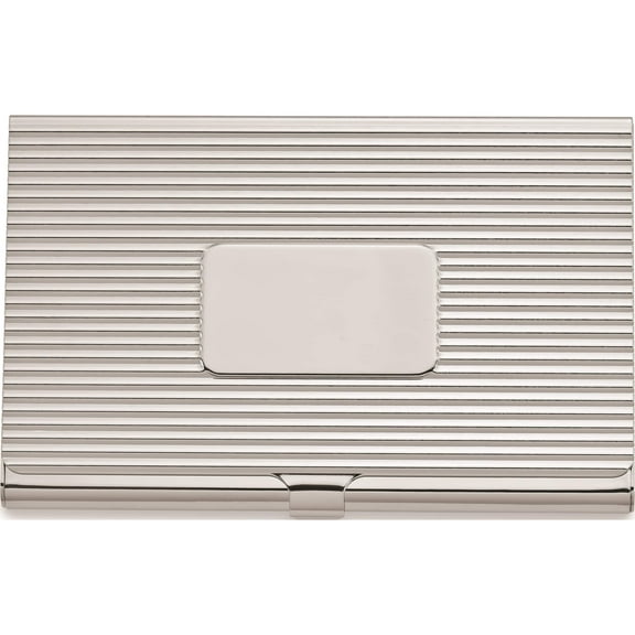 Fashion Nickel-Plated Ribbed Business Card Case (4 X 2.75) Made In China gl8026