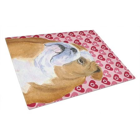 

Caroline s Treasures Bulldog English Hearts Love and Valentine s Day Glass Cutting Board Large