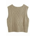 thumbnail image 3 of Women V-Neck Sweater Pullover Cable Knit Vest Solid Color Sleeveless Vest Pullover, 3 of 5