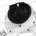 thumbnail image 5 of Tocado de perlas de los años 20, pinza para el pelo, velo, diadema de malla, sombrero negro, sombrero de té para fiesta de boda, 5 of 5