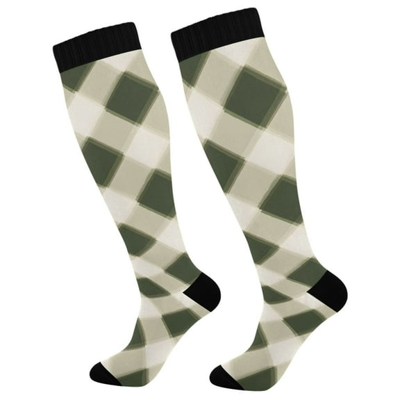 joogoo Checkered Grid-d6 Long Socks Women Men Knee High Sock