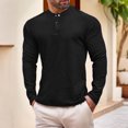 thumbnail image 3 of ZCFZJW Mens Henley T-Shirts Lightweight Dress Long Sleeve Lightweight Casual Slim Fit Basic Collarless Quarter Button Pullover Tops Black XXXL, 3 of 6