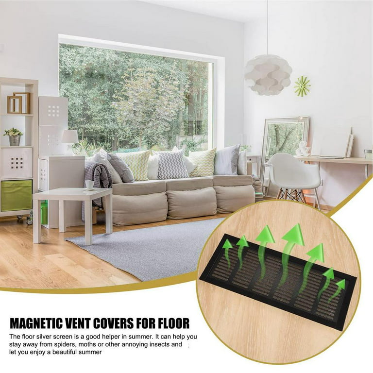 Bomutovy 4 Pack Magnetic Floor Register Vent Covers, 4 inchx10 inch Stronger Magnet Vent Mesh, Vent Screen Trap Perfect for Wall, Ceiling, Home Floor