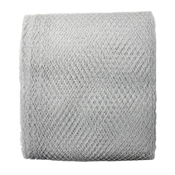 Cinta de malla con purpurina de 25 cm para envolver regalos, decoración para bodas y fiestas. plata