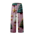 thumbnail image 2 of DHFJKG Womens Fluffy Christmas Pajamas Pants Fuzzy Cartoon Print Sleep Pants Winter Warm Pj Bottoms Loose Fit Elastic Waist Leisure Trousers, 2 of 5