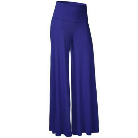 Avamo Women Loungewear Elastic Waisted Harem Pants Wide Leg Bottoms Yoga Loose Activewear Baggy Solid Color Trousers Blue S