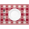thumbnail image 2 of Valentine’s Day Placemats Set of 4, Red Checked Love Hearts Place Mats Valentines Table Mat Placemat Heat Resistant Non Slip Line for Wedding Party Mother''s Day Valentine’s Day Decor 18" x 12", 2 of 4