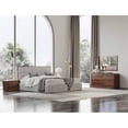 thumbnail image 4 of Modrest Dustin 82.05x89.65" Modern Wood & Fabric Eastern King Bed in Walnut/Gray, 4 of 5